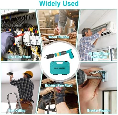 Concrete Nail Gun Kit with 110pcs 7.3mm Nails, 5 Speed Adjustable