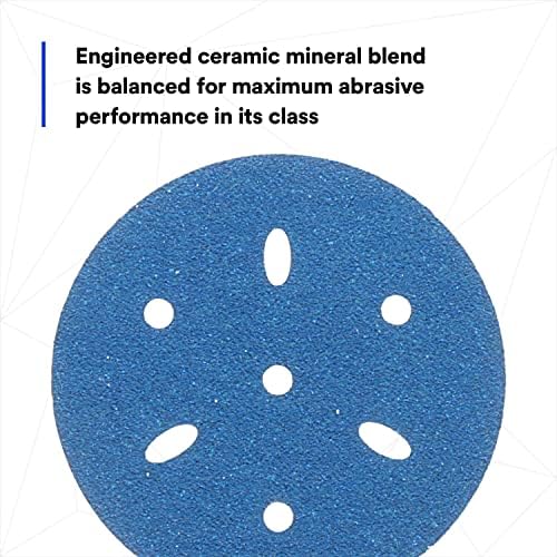 3M Hookit Blue Abrasive Disc, 321U, 36142, 3 in, 80+ Grade, Multi-Hole