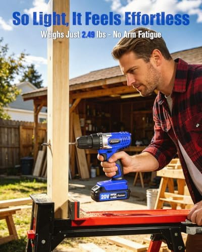 AVID POWER 20V Cordless Electric Drill Set 3/8“ Power Driver Kit for DIY