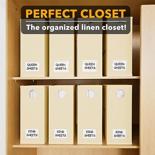 SpaceAid 16 Pack Bed Sheet Organizers and Storage, Foldable Sheet Organizer for Linen Closet, Sheets Set Folder Keeper with Window XL (Queen & King Size) Bedding Container (Beige, 16 Pack)