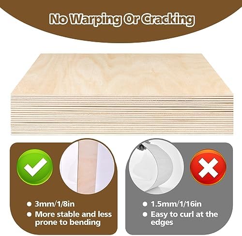 Adrattnay 24Pcs Basswood Sheets 12 x 12, 1/8in Basswood for Laser Cutting