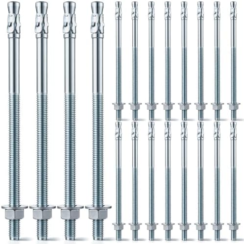 Moxweyeni 20 Pcs 1/2" x 10" Zinc Plated Wedge Anchors for Concrete