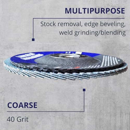 50 Pack Flap Discs 60 Grit 4.5" x 7/8" Sanding Wheels