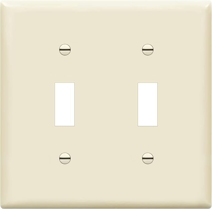 ENERLITES Toggle Light Switch Wall Plate, Gloss Finish, Size 2-Gang 4.50" x 4.57", Unbreakable Polycarbonate Thermoplastic, 8812-LA, Light Almond