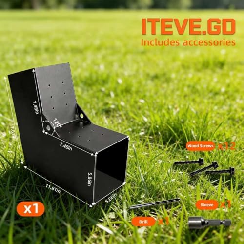 30° Angle Slant Pergola Bracket Kits,2-Way L-Shaped Slant Roof Post Brackets with Stainless Steel Screws for 6" x 6"(Actual:5.5" x 5.5") Lumber for Outdoor Pergola,Proch,Passageway - 1Pack