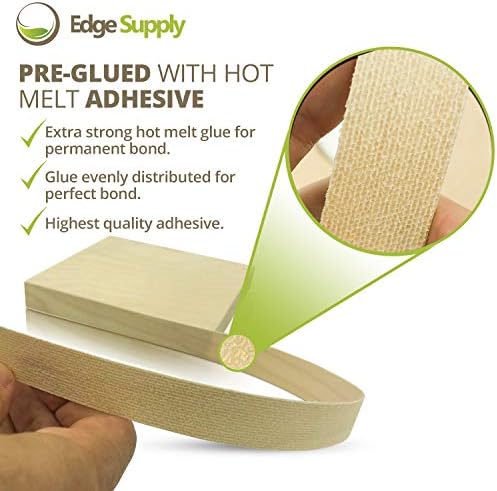 Edge Supply Maple 7/8 in x 250 ft Roll – Pre-Glued Iron On Wood Veneer Tape – Wood Veneer Edge Banding Tape with Hot Melt Adhesive, Smooth Sanded Finish Ideal for Furniture & DIY, Made in USA