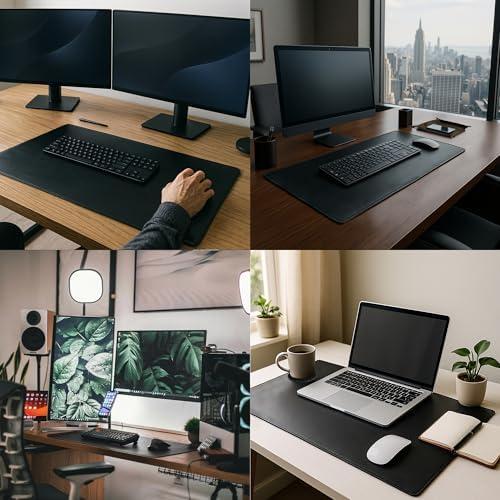 Leather Desk Mat Set (32x16) - Full Grain Large Computer Gaming Mouse Pad