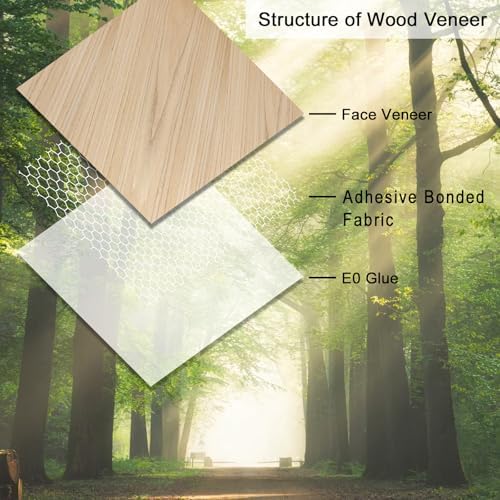 GSCIT Club 12 PCS Maple Wood Veneer, 8 inch x 8 inch Wood Edge Banding Pre-glued Flexible, Veneer Tape Banding for Cabinet Repair Furniture Restoration