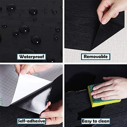 tiltil Black Wood Peel and Stick Wallpaper Wood Contact Paper 17.7" × 118" | Self-Adhesive Wallpaper Removable Waterproof Wall Paper Vinyl for Countertop Furniture Kitchen Countertop Easy to Clean