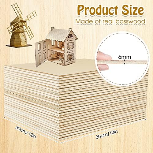 Juexica 1 Pcs 6 mm Birch Plywood 12 x 12 in Craft Wood Unfinished Plywood Sheets for DIY Projects Wood Engraving Burning Drawing Painting Laser Projects