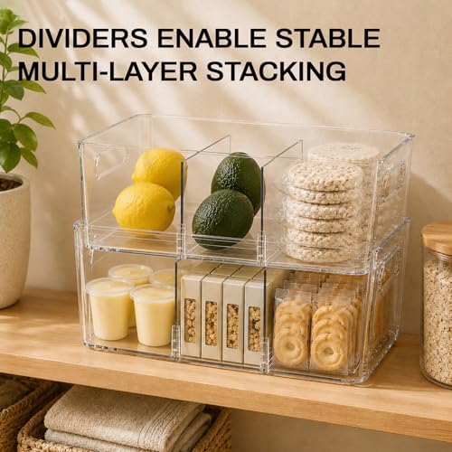 Mpotmiy 6-Pack Pantry Organizers and Storage, Clear Fridge Organizer Bins