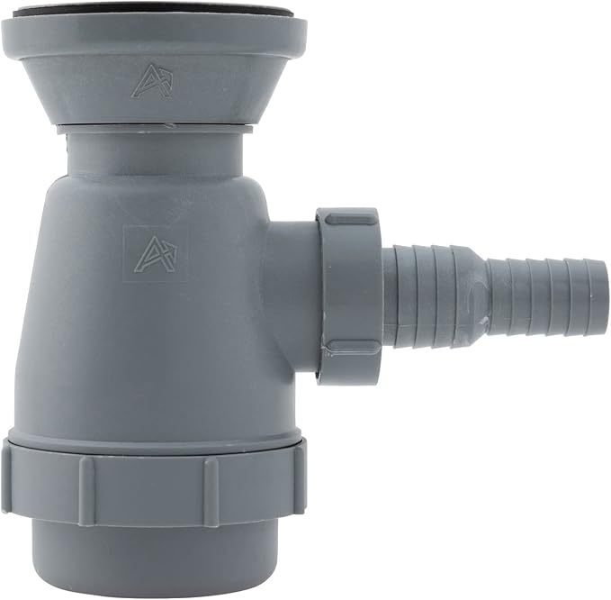 Ambassador Marine - 2 inch Drain, Trap Sink Drain, 3/4 inch & 1 inch Hose Barb, w/Chain Stopper - Brushed Finish - S00-0108-BP-W