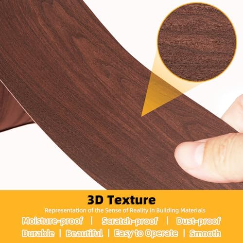 GSCIT Club Wood Tape, 2.4 inch X 15ft Self Adhesive Cherry Wood Grain Repair Tape Cherry Repair Patch for Tables, Chairs, Baseboards, Doors, Windows