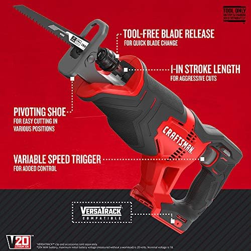 CRAFTSMAN V20 Power Tool Combo Kit, 7-Tool Cordless Power Tool Set with 2 Batteries and Charger (CMCK700D2)