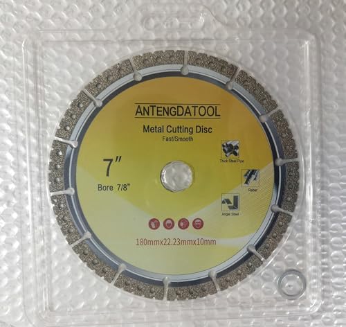 7 Inch Metal Cutting Diamond Blade, 180mm Cut Off Wheel 7/8"-5/8" Arbor for Cast Iron Rebar Carbide Stainless Steel by ANTENGDATOOL