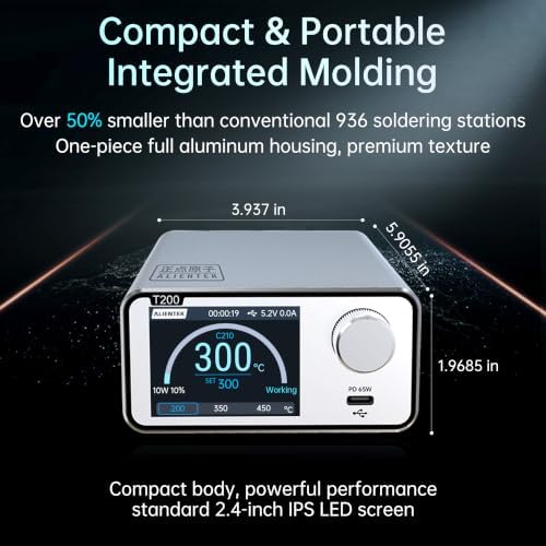 T200 Smart Soldering Station, PD65W Digital Soldering Iron Station with C245 Handle, Precision SMD PCB Repair Welding Tool