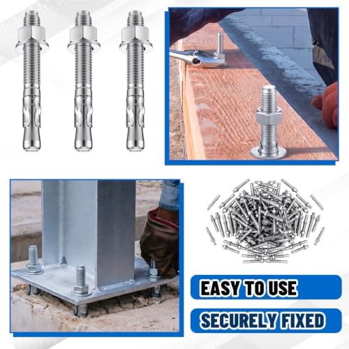 Moxweyeni 20 Pcs 1/2" X 4-1/2" Zinc Plated Wedge Anchors for Concrete
