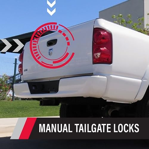 Pop & Lock – Manual Tailgate Lock for Dodge Ram 1500, 2500, and 3500, Fits 2002 to 2008 (Chrome, PL3400C, Works with No Factory Lock)