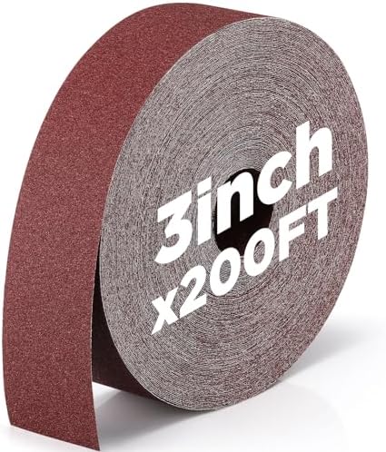 120 Grit Abrasive Sandpaper Roll 3''x 200 ft Drum Sander Sand Paper Roll Emery Cloth Rolls for Drum Sander Continuous Paper Wood Automotive Polishing