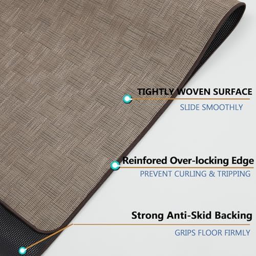 Chair Mat for Hardwood Floor, 50x63 Desk Computer Chair Mat for Hard Wood & Tile Floor, Large Anti-Slip Hard Floor Protector Rolling Chair for Office Home， Brown Square