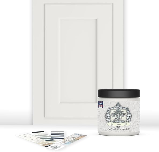 ALL-IN-ONE Paint by Heirloom Traditions, Bone (Off White), 8oz Sample - Durable cabinet and furniture paint. Built in primer and top coat, no sanding needed. Includes our 30 featured color card.