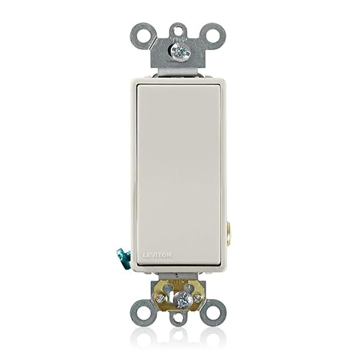 Leviton 20-Amp 120/277-Volt Decora Plus Rocker Single-Pole AC Quiet Switch, 5621-2T, Light Almond