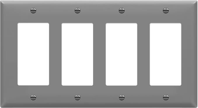 ENERLITES Decorator Wall Plate, Light Switch or Receptacle Outlet Cover, Gloss Finish, Size 4-Gang 4.50" H x 8.19" L, 8834-GY, Gray