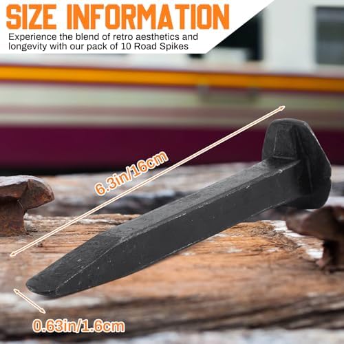 10 pcs Railroad Spike Carbon Steel Rail Road Spike Ties, 6.5 Inch, Black