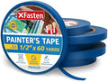 XFasten Professional Blue Painters Tape, Multi-Use, 1/2-Inch by 60-Yard, Pack of 6, Blue Tape Bulk - Sharp Edge Line Technology, Produces Sharp Lines | Residue-Free and Artisan Grade Wall Trim Tape