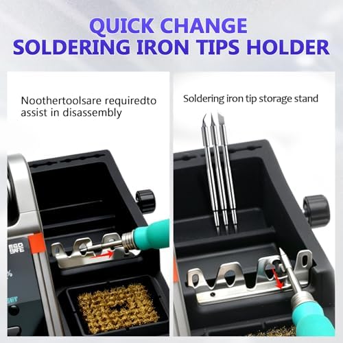 SUGON T21 Digital Soldering Iron Station 120w, Use 9 Soldering Iron Tip 3 Seconds Fast Heat up 716℉, 3 Temperature Memory Storage, 212℉-842℉, Auto Sleep, C / °F, Quick Change Soldering Tip Holder