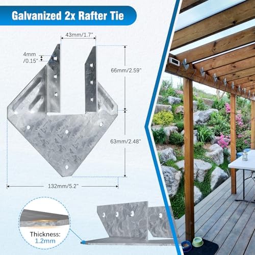 45Pack 18-Gauge Hurricane Ties for Rafters Shed Roof, Heavy Duty Galvanized Hurricane Straps Rafter Ties Brackets for Deck Pergola, Joist Hangers Fits Standard 2X Lumber (Actual 1-1/2" Thick)