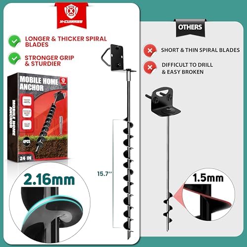 [UPGRADED] 24” Full Spiral Blade Mobile Home Anchor - 4pcs Ground Anchor