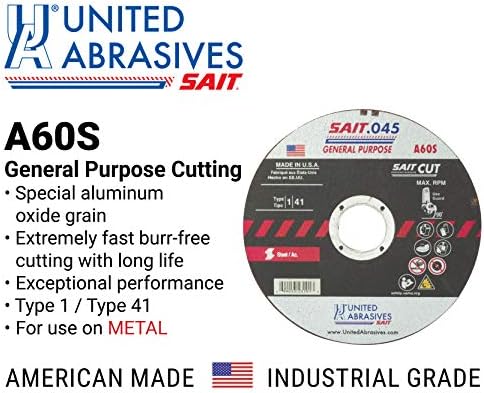 United Abrasives/Sait Abrasive -Off Wheel,5/8"Connect.,A60S 23107-1 Each