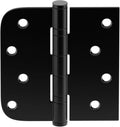 goldenwarm 6 Pack 4'' Matte Black Door Hinges – Ball Bearing 304 Stainless Steel Hinges for Exterior Doors, Square & Round Corners