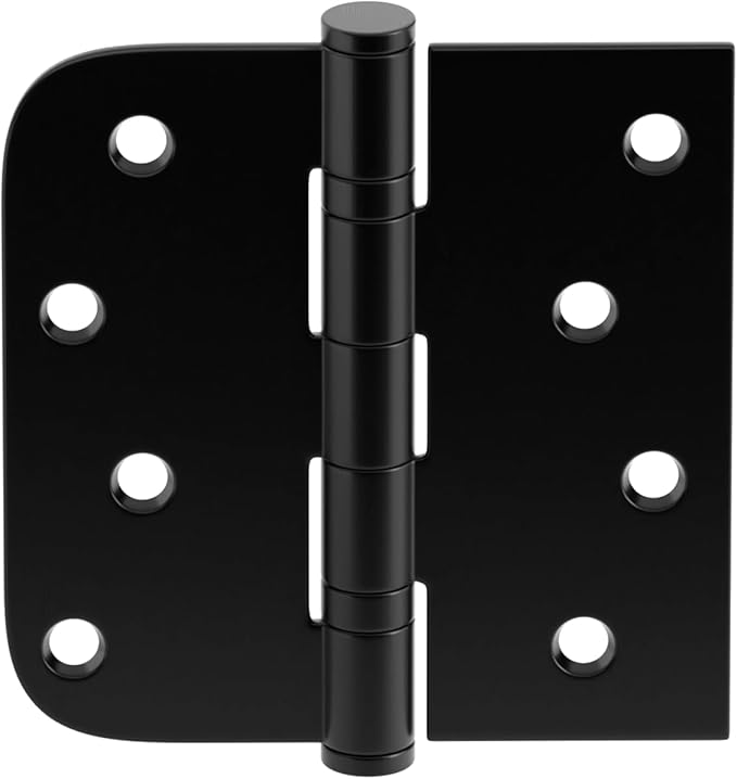 goldenwarm 3 Pack 4'' Matte Black Door Hinges – Ball Bearing 304 Stainless Steel Hinges for Exterior Doors, Square & Round Corners