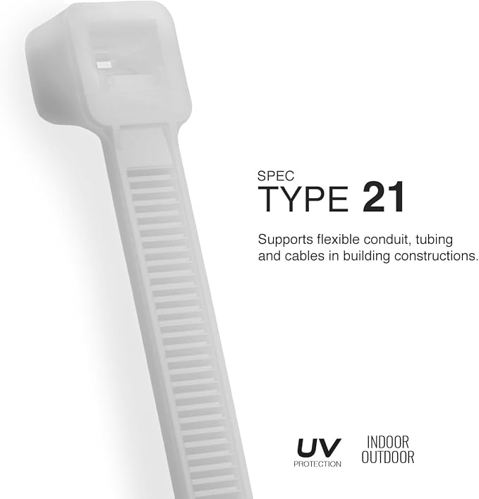 TR Industrial Multi-Purpose UV Resistant Natural Cable Ties, 14 inches, 200 Pack