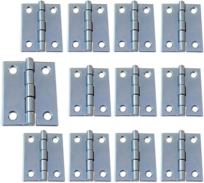 QCAA Narrow Butt Utility Hinge, Swaged, with Removable Loose Pin for Cabinet Door or Box Hinge, 2" x 1-1/2" x 1.4mm, Zinc Plated, 12 Pack, Made in Taiwan
