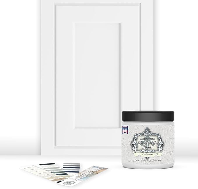 ALL-IN-ONE Paint by Heirloom Traditions, Cashmere (True White), 8oz Sample - Durable cabinet and furniture paint. Built in primer and top coat, no sanding needed. Includes our 30 featured color card.