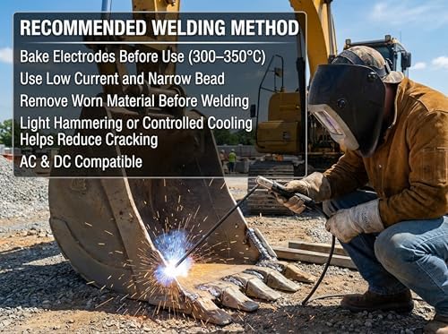 SÜA - EFeMn-A Hardfacing Welding Electrodes D256 - High Manganese Steel Build-Up Rods for Impact Applications & General Repair - 16" x 3/16" (11 LB Pack)