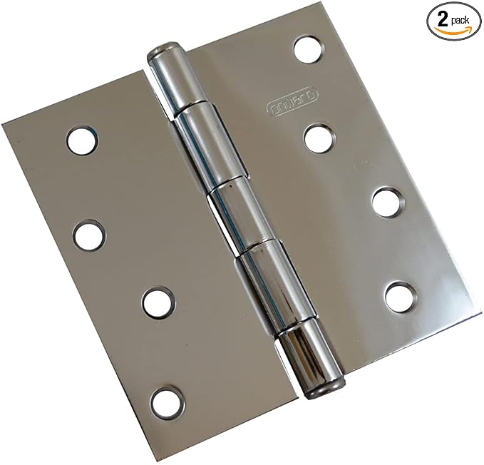 Richelieu Hardware 4" (102 mm) Full Mortise Butt Hinge for Interior Door, 822CB, 2-Pack, Polished Chrome
