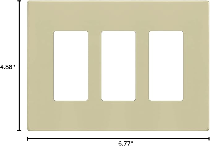 ENERLITES Screwless Decorator Wall Plates Child Safe Outlet Covers, Gloss Finish, Medium Size 3-Gang 4.88" H x 6.77" L, Unbreakable Polycarbonate Thermoplastic, SI8833M-I, Ivory