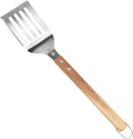 Pro BBQ Metal Spatula - 17" Barbecue Spatula Stainless Steel with Serrated Knife Edge - Acacia Wood Handle - Heavy Duty Built to Last