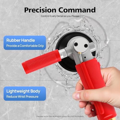 Air Wet Stone Polisher, 4300RPM Pneumatic Water Mill Grinder, Professional Wet Polishing Tool for Granite Marble Concrete Jade Ceramic, Air-Powered Stone Sander with 5/8"-11 Thread, 9.06x4.09x1.85in
