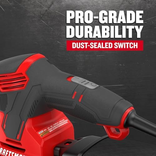 CRAFTSMAN Detail Sander, Corded Mouse Sander for Woodworking, Includes 2 Attachments, Sandpaper Sheets and Dust Bag (CMEW210)