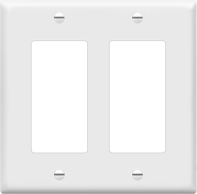 ENERLITES Decorator Light Switch or Receptacle Outlet Wall Plate, Gloss Finish, Size 2-Gang 4.50" x 4.57", Unbreakable Polycarbonate Thermoplastic, UL Listed, 8832-W, White