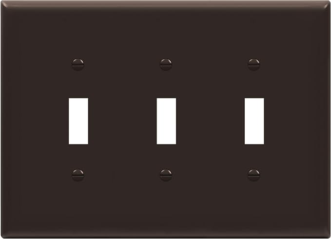 ENERLITES Triple Light Switch Wall Plate, Toggle Switch Plate, Gloss Finish, 3-Gang Mid-Size 4.88" x 6.77", Unbreakable Polycarbonate Thermoplastic, UL Listed, 8813M-BR, Brown