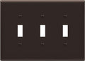 ENERLITES Triple Light Switch Wall Plate, Toggle Switch Plate, Gloss Finish, 3-Gang Mid-Size 4.88" x 6.77", Unbreakable Polycarbonate Thermoplastic, UL Listed, 8813M-BR, Brown