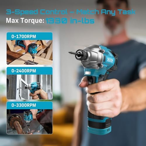 Cordless Drill Impact Driver Brushless Power Tool Combo Kits for Home DIY