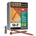 Deck Plus 3 Inch Epoxy Coated Exterior Wood and Fence Screws #10 x 3 Torx/Star Drive Included Coarse Thread, Outdoor Rust Resistant Decking Screw, Red, 1lb Box, 62 Pieces | 48432