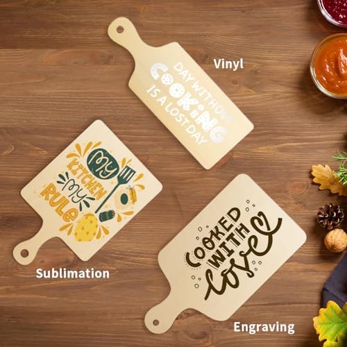 PYD Life 12 Pack Plywood Sublimation Cutting Boards with Handle 5.5" x 9"